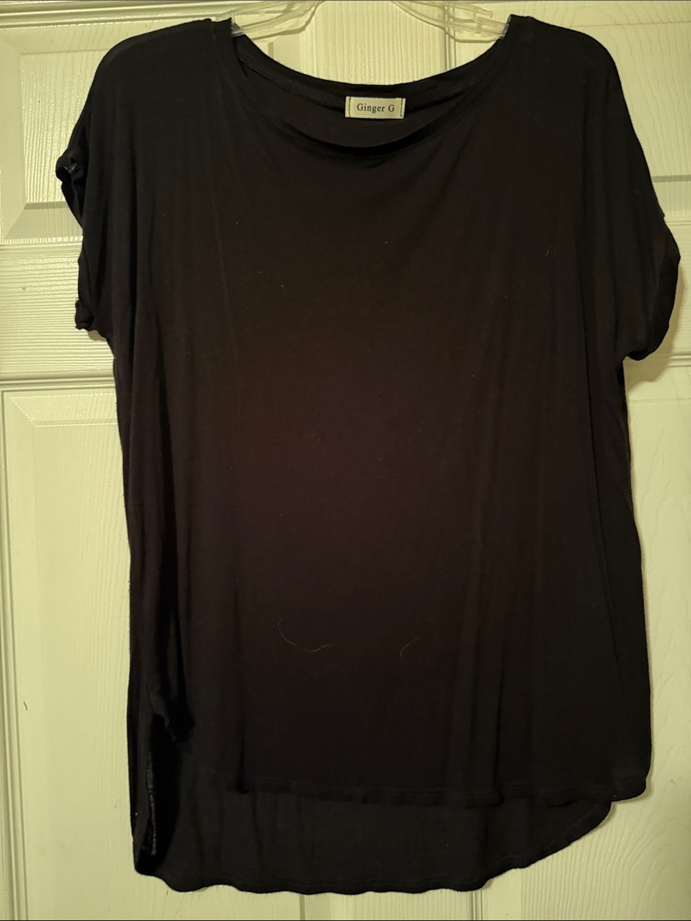 Ginger G Black Short-Sleeve Draped Tee